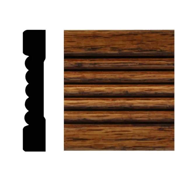 HOUSE OF FARA 7/16 in. x 2-1/4 in. x 7 ft. Oak Fluted Casing Chestnut Stain Moulding