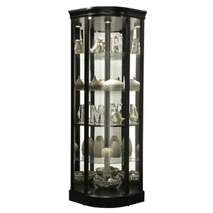 Howard Miller Contemporary/Modern Black Satin Wood Asian Hardwood Curio Cabinet