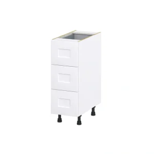 Hugo&Borg 12-in W x 34.5-in H x 24-in D Warm White 4-Drawer Base Fully Assembled Cabinet (Recessed Panel Style)