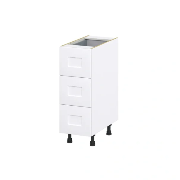 Hugo&Borg 12-in W x 34.5-in H x 24-in D Warm White 4-Drawer Base Fully Assembled Cabinet (Recessed Panel Style)