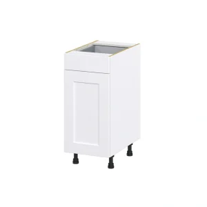 Hugo&Borg 15-in W x 34.5-in H x 24-in D Warm White 1-Drawer Pull-out Cabinet Base Fully Assembled Cabinet (Recessed Panel Style)