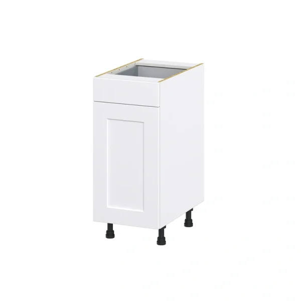 Hugo&Borg 15-in W x 34.5-in H x 24-in D Warm White 1-Drawer Pull-out Cabinet Base Fully Assembled Cabinet (Recessed Panel Style)
