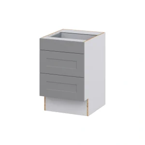 Hugo&Borg 21-in W x 32.5-in H x 24-in D Slate Gray 3-Drawer Base Fully Assembled Cabinet (Recessed Panel Style)