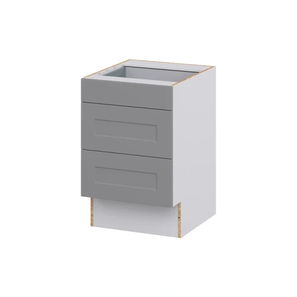 Hugo&Borg 21-in W x 32.5-in H x 24-in D Slate Gray 3-Drawer Base Fully Assembled Cabinet (Recessed Panel Style)