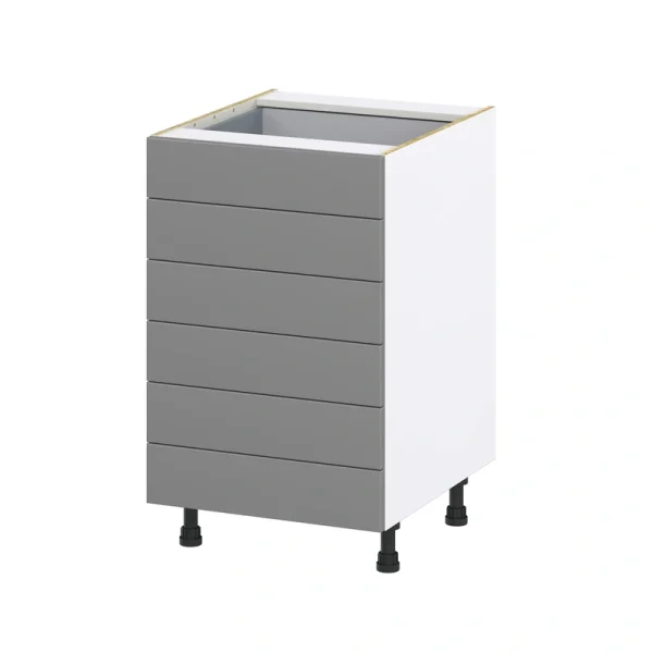 Hugo&Borg 21-in W x 34.5-in H x 24-in D Slate Gray 6-Drawer Base Fully Assembled Cabinet (Recessed Panel Style)