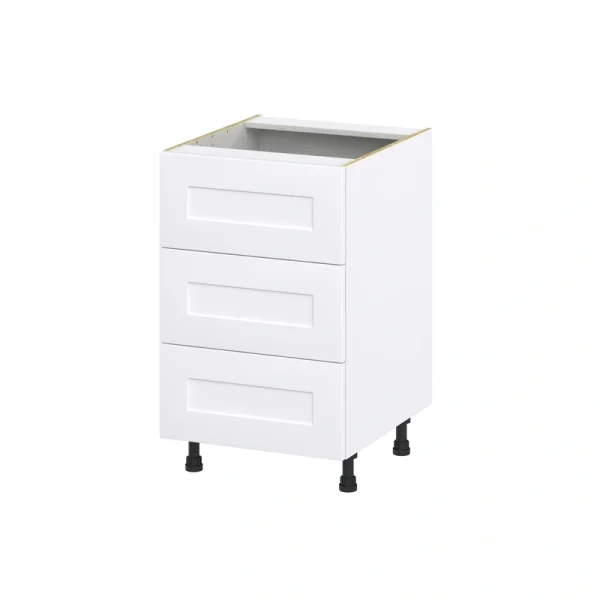 Hugo&Borg 21-in W x 34.5-in H x 24-in D Warm White 3-Drawer Base Fully Assembled Cabinet (Recessed Panel Style) T726921941