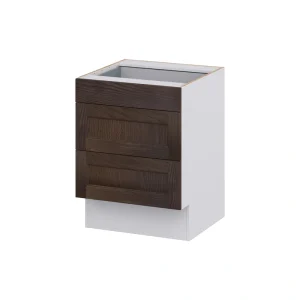 Hugo&Borg 24-in W x 32.5-in H x 23-in D Wood 3-Drawer Base Fully Assembled Cabinet (Recessed Panel Style)