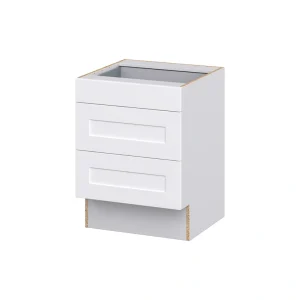 Hugo&Borg 24-in W x 32.5-in H x 24-in D Warm White 3-Drawer Base Fully Assembled Cabinet (Recessed Panel Style)