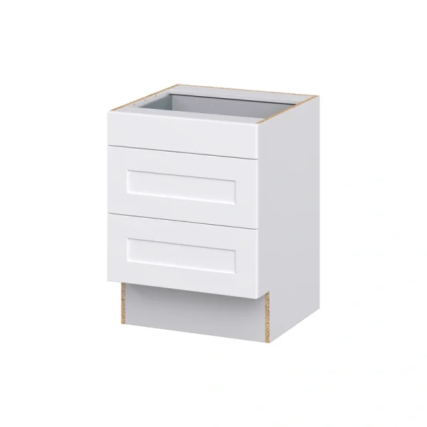 Hugo&Borg 24-in W x 32.5-in H x 24-in D Warm White 3-Drawer Base Fully Assembled Cabinet (Recessed Panel Style)