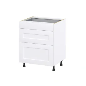 Hugo&Borg 27-in W x 34.5-in H x 24-in D Warm White 3-Drawer Base Fully Assembled Cabinet (Recessed Panel Style)