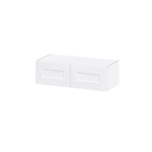 Hugo&Borg 33-in W x 10-in H x 14-in D Warm White Wall Fully Assembled Cabinet (Recessed Panel Shaker Door Style)