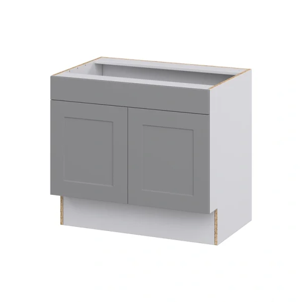 Hugo&Borg 36-in W x 32.5-in H x 24-in D Slate Gray Sink Base Fully Assembled Cabinet (Recessed Panel Shaker Style)