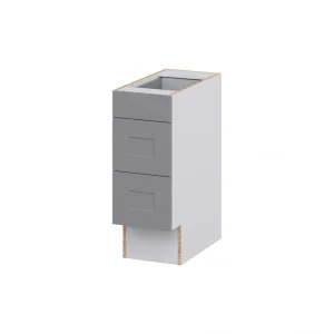 Hugo&Borg Beaumont 12-in W x 32.5-in H x 24-in D Slate Gray 3-Drawer Base Fully Assembled Cabinet (Recessed Panel Style)