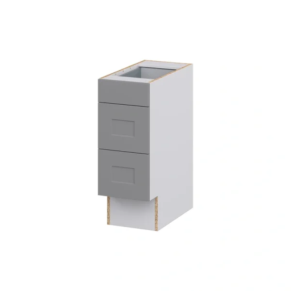 Hugo&Borg Beaumont 12-in W x 32.5-in H x 24-in D Slate Gray 3-Drawer Base Fully Assembled Cabinet (Recessed Panel Style)