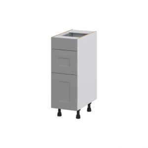 Hugo&Borg Beaumont 12-in W x 34.5-in H x 21-in D Slate Gray 3-Drawer Base Fully Assembled Cabinet (Recessed Panel Style)