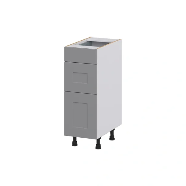 Hugo&Borg Beaumont 12-in W x 34.5-in H x 21-in D Slate Gray 3-Drawer Base Fully Assembled Cabinet (Recessed Panel Style)