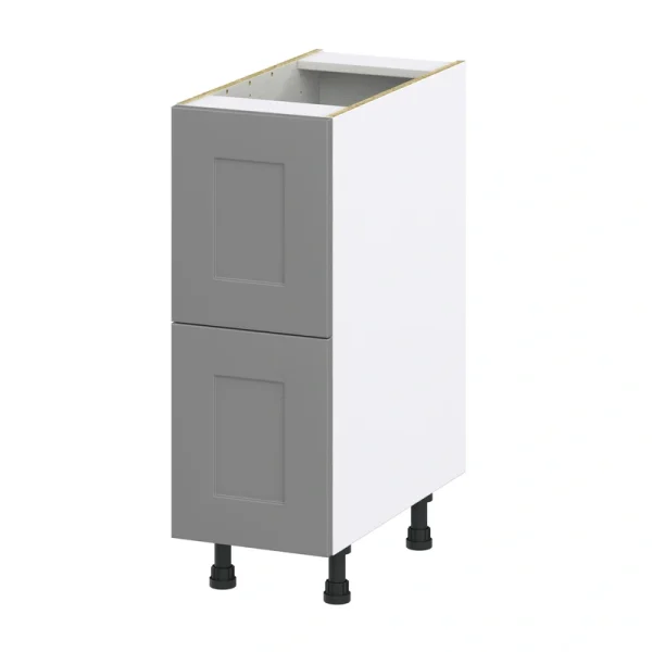 Hugo&Borg Beaumont 12-in W x 34.5-in H x 24-in D Slate Gray 2-Drawer Base Fully Assembled Cabinet (Recessed Panel Style)