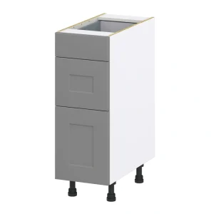 Hugo&Borg Beaumont 12-in W x 34.5-in H x 24-in D Slate Gray 3-Drawer Base Fully Assembled Cabinet (Recessed Panel Style) T726922557