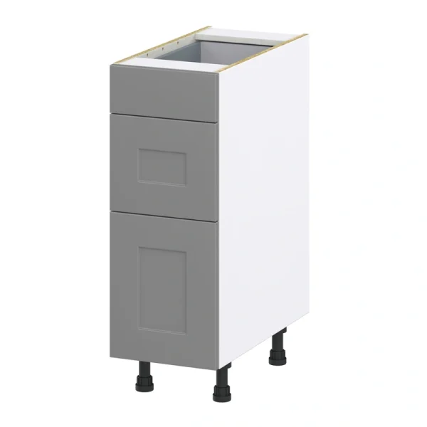 Hugo&Borg Beaumont 12-in W x 34.5-in H x 24-in D Slate Gray 3-Drawer Base Fully Assembled Cabinet (Recessed Panel Style) T726922557