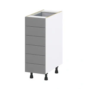 Hugo&Borg Beaumont 12-in W x 34.5-in H x 24-in D Slate Gray 6-Drawer Base Fully Assembled Cabinet (Recessed Panel Style)