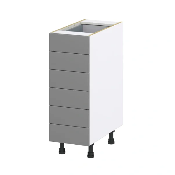 Hugo&Borg Beaumont 12-in W x 34.5-in H x 24-in D Slate Gray 6-Drawer Base Fully Assembled Cabinet (Recessed Panel Style)