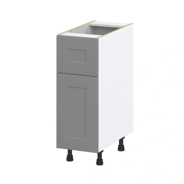Hugo&Borg Beaumont 12-in W x 34.5-in H x 25-in D Slate Gray 1-Drawer Base Fully Assembled Cabinet (Recessed Panel Shaker Style)