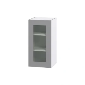 Hugo&Borg Beaumont 15-in W x 30-in H x 14-in D Slate Gray Wall Fully Assembled Cabinet (Glass Panel Shaker Door Style)