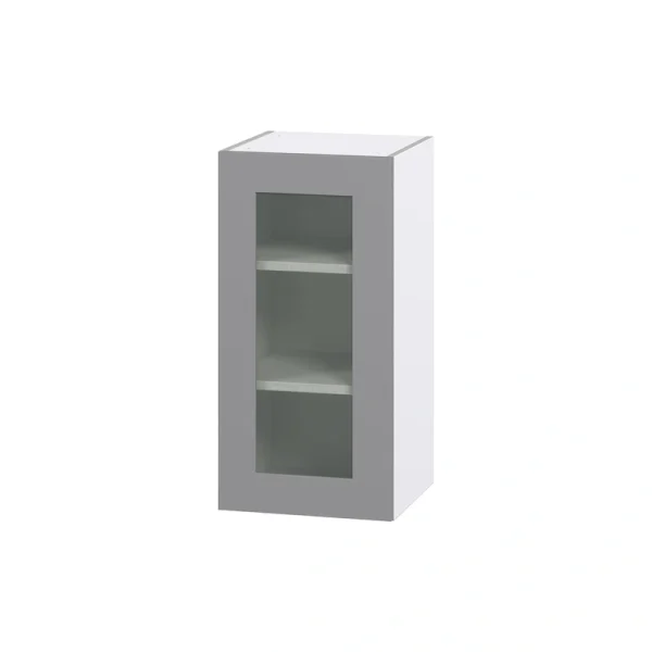 Hugo&Borg Beaumont 15-in W x 30-in H x 14-in D Slate Gray Wall Fully Assembled Cabinet (Glass Panel Shaker Door Style)