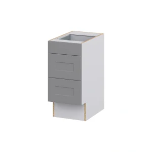 Hugo&Borg Beaumont 15-in W x 32.5-in H x 25-in D Slate Gray 3-Drawer Base Fully Assembled Cabinet (Recessed Panel Style)