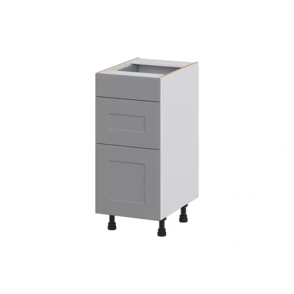 Hugo&Borg Beaumont 15-in W x 34.5-in H x 21-in D Slate Gray 3-Drawer Base Fully Assembled Cabinet (Recessed Panel Style)