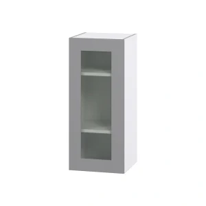 Hugo&Borg Beaumont 15-in W x 35-in H x 14-in D Slate Gray Wall Fully Assembled Cabinet (Glass Panel Shaker Door Style)