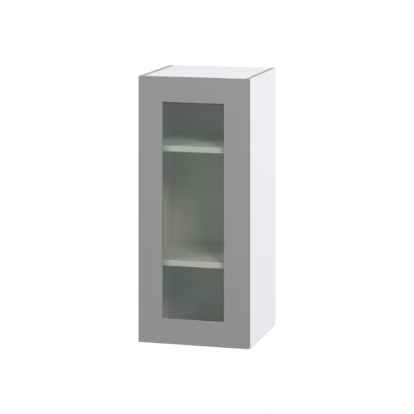 Hugo&Borg Beaumont 15-in W x 35-in H x 14-in D Slate Gray Wall Fully Assembled Cabinet (Glass Panel Shaker Door Style)