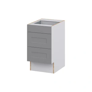 Hugo&Borg Beaumont 18-in W x 32.5-in H x 24-in D Slate Gray 3-Drawer Base Fully Assembled Cabinet (Recessed Panel Style)