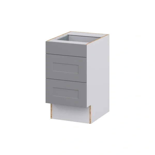 Hugo&Borg Beaumont 18-in W x 32.5-in H x 24-in D Slate Gray 3-Drawer Base Fully Assembled Cabinet (Recessed Panel Style)