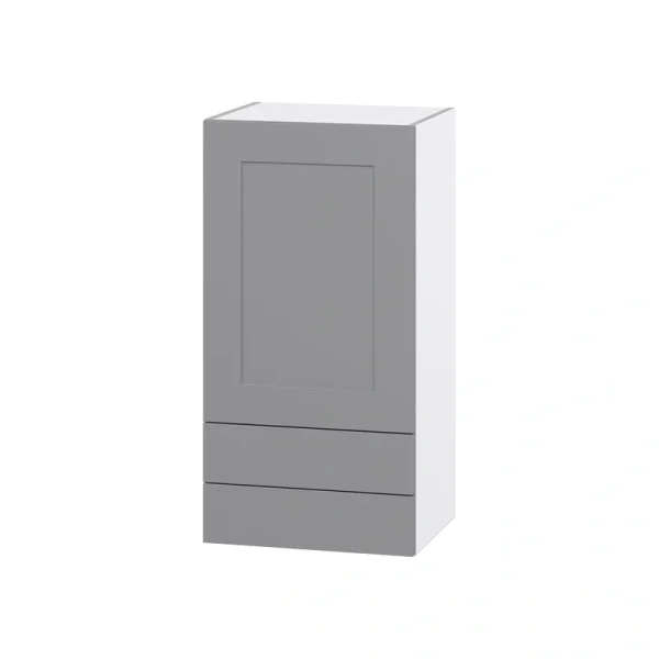 Hugo&Borg Beaumont 18-in W x 35-in H x 14-in D Slate Gray 2-Drawers Wall Fully Assembled Cabinet (Flat Panel Shaker Style)