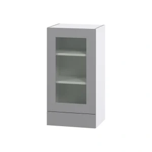 Hugo&Borg Beaumont 18-in W x 35-in H x 14-in D Slate Gray 2-Drawers Wall Fully Assembled Cabinet (Glass Panel Shaker Style)