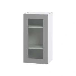 Hugo&Borg Beaumont 18-in W x 35-in H x 14-in D Slate Gray Wall Fully Assembled Cabinet (Glass Panel Shaker Door Style)