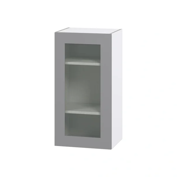 Hugo&Borg Beaumont 18-in W x 35-in H x 14-in D Slate Gray Wall Fully Assembled Cabinet (Glass Panel Shaker Door Style)