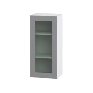 Hugo&Borg Beaumont 18-in W x 40-in H x 14-in D Slate Gray Wall Fully Assembled Cabinet (Recessed Panel Glass Door Style)