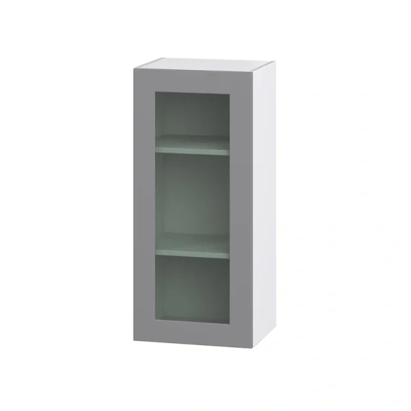 Hugo&Borg Beaumont 18-in W x 40-in H x 14-in D Slate Gray Wall Fully Assembled Cabinet (Recessed Panel Glass Door Style)