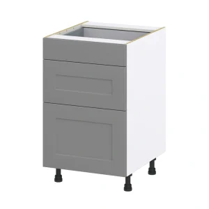 Hugo&Borg Beaumont 21-in W x 34.5-in H x 24-in D Slate Gray 3-Drawer Base Fully Assembled Cabinet (Recessed Panel Style) T726921961