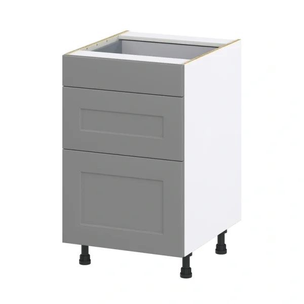 Hugo&Borg Beaumont 21-in W x 34.5-in H x 24-in D Slate Gray 3-Drawer Base Fully Assembled Cabinet (Recessed Panel Style) T726921961