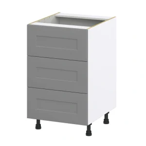 Hugo&Borg Beaumont 21-in W x 34.5-in H x 24-in D Slate Gray 3-Drawer Base Fully Assembled Cabinet (Recessed Panel Style) T726921964