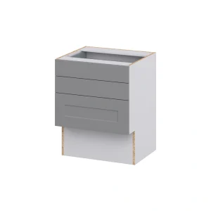Hugo&Borg Beaumont 24-in W x 30-in H x 21-in D Slate Gray 3-Drawer Base Fully Assembled Cabinet (Recessed Panel Style)