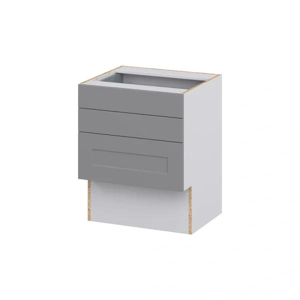 Hugo&Borg Beaumont 24-in W x 30-in H x 21-in D Slate Gray 3-Drawer Base Fully Assembled Cabinet (Recessed Panel Style)