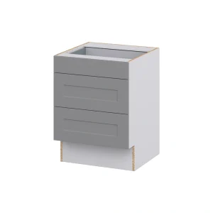Hugo&Borg Beaumont 24-in W x 32.5-in H x 24-in D Slate Gray 3-Drawer Base Fully Assembled Cabinet (Recessed Panel Style)