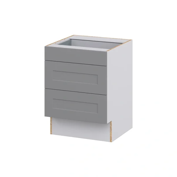 Hugo&Borg Beaumont 24-in W x 32.5-in H x 24-in D Slate Gray 3-Drawer Base Fully Assembled Cabinet (Recessed Panel Style)