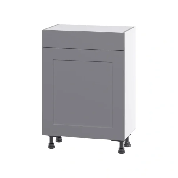 Hugo&Borg Beaumont 24-in W x 34.5-in H x 14-in D Slate Gray 1-Drawer Base Fully Assembled Cabinet (Flat Panel Shaker Style)
