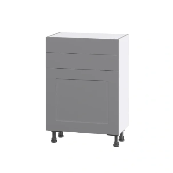 Hugo&Borg Beaumont 24-in W x 34.5-in H x 14-in D Slate Gray 2-Drawers Base Fully Assembled Cabinet (Flat Panel Shaker Style)