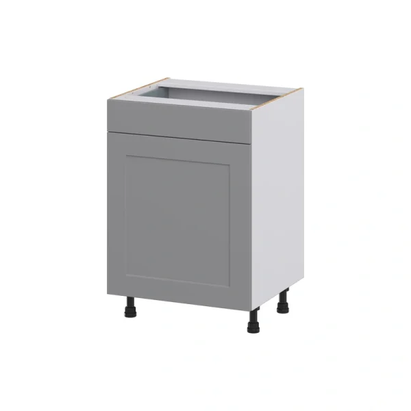 Hugo&Borg Beaumont 24-in W x 34.5-in H x 21-in D Slate Gray 1-Drawer Base Fully Assembled Cabinet (Recessed Panel Shaker Style)